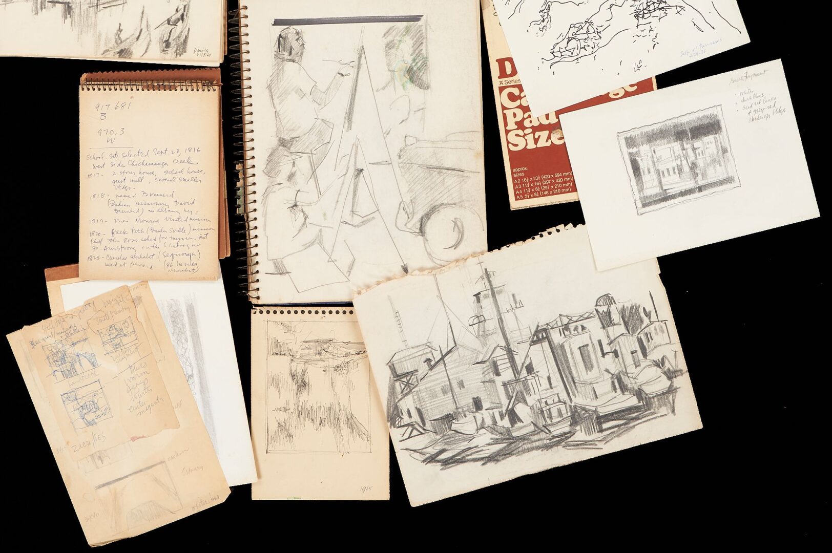 Lot 1017: 8 George Cress Sketchbooks & 8 Works on Paper