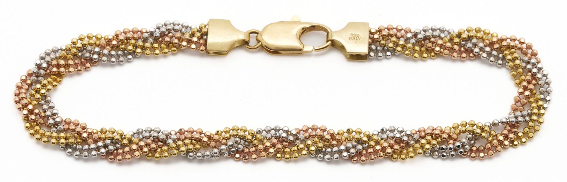 Lot 1037: 18K Gold Tricolor Weave Bracelet