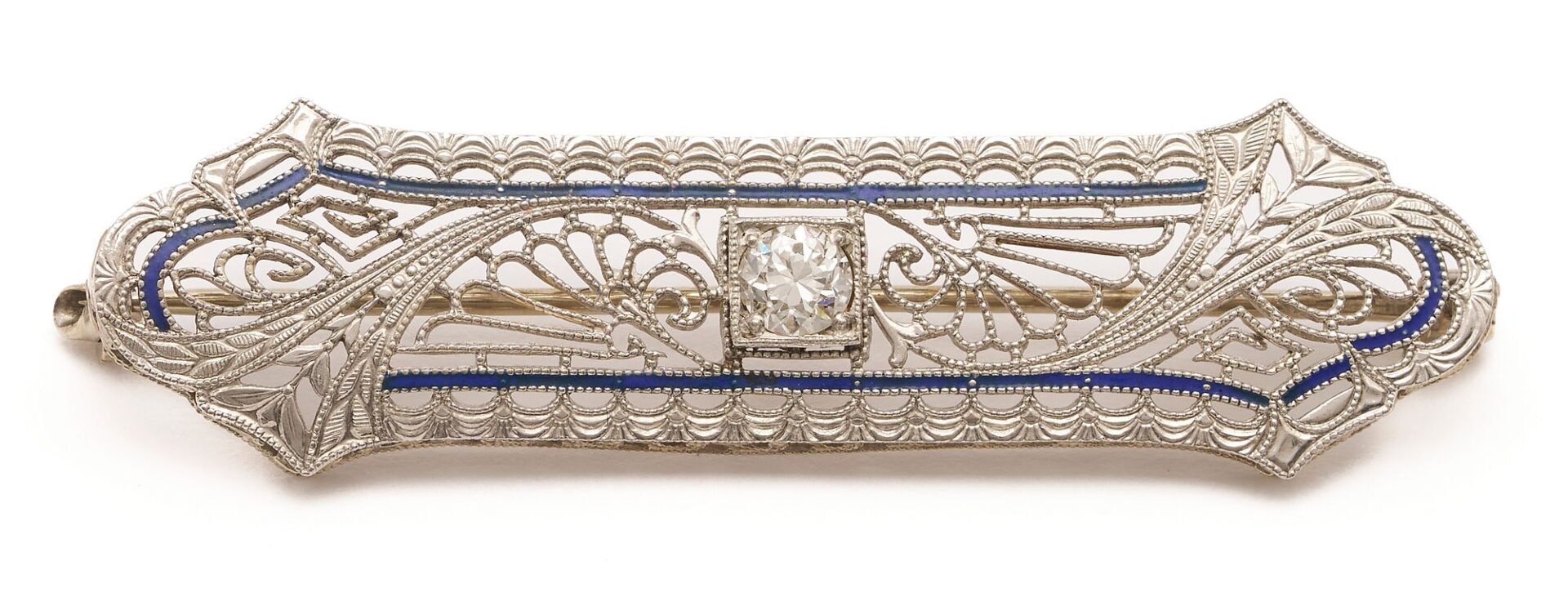 Lot 1045: Platinum, Gold, & Diamond Art Deco Brooch