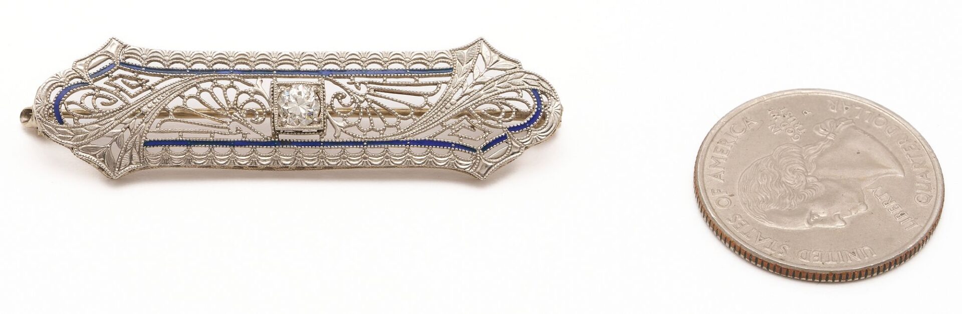 Lot 1045: Platinum, Gold, & Diamond Art Deco Brooch