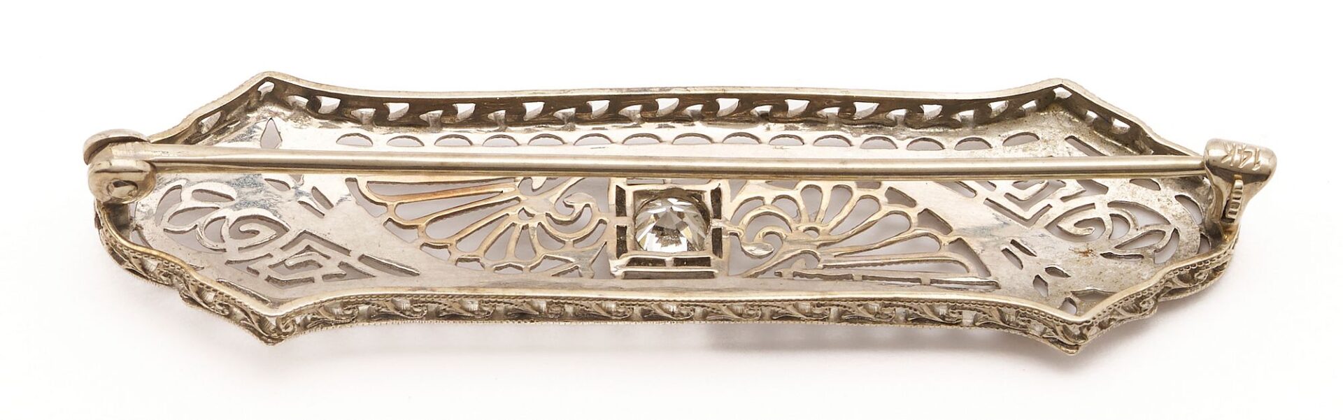 Lot 1045: Platinum, Gold, & Diamond Art Deco Brooch