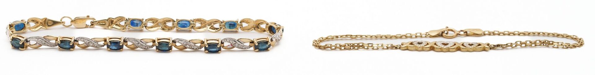 Lot 1050: Two (2) 10K Gold & Gemstone Bracelets