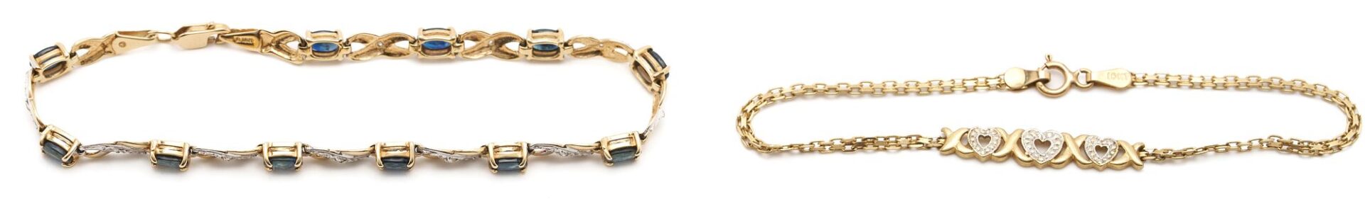 Lot 1050: Two (2) 10K Gold & Gemstone Bracelets