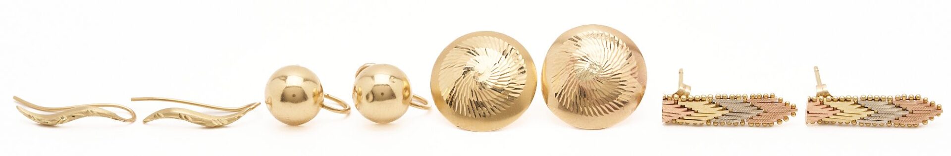 Lot 1052: Four (4) 14K Gold Earring Pairs