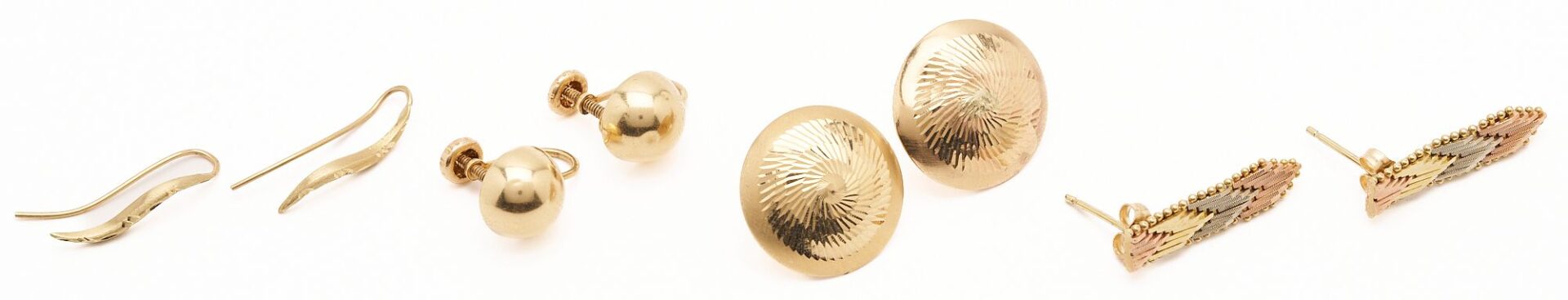 Lot 1052: Four (4) 14K Gold Earring Pairs