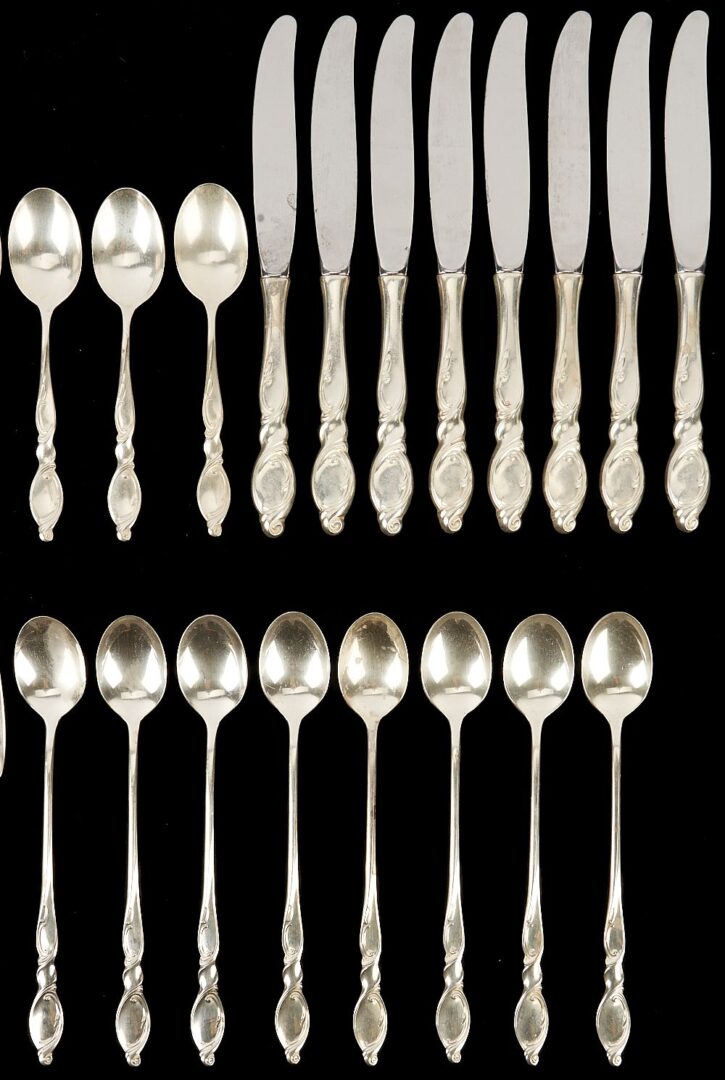 Lot 1057: 37 pcs Wallace Silver Swirl Sterling Flatware