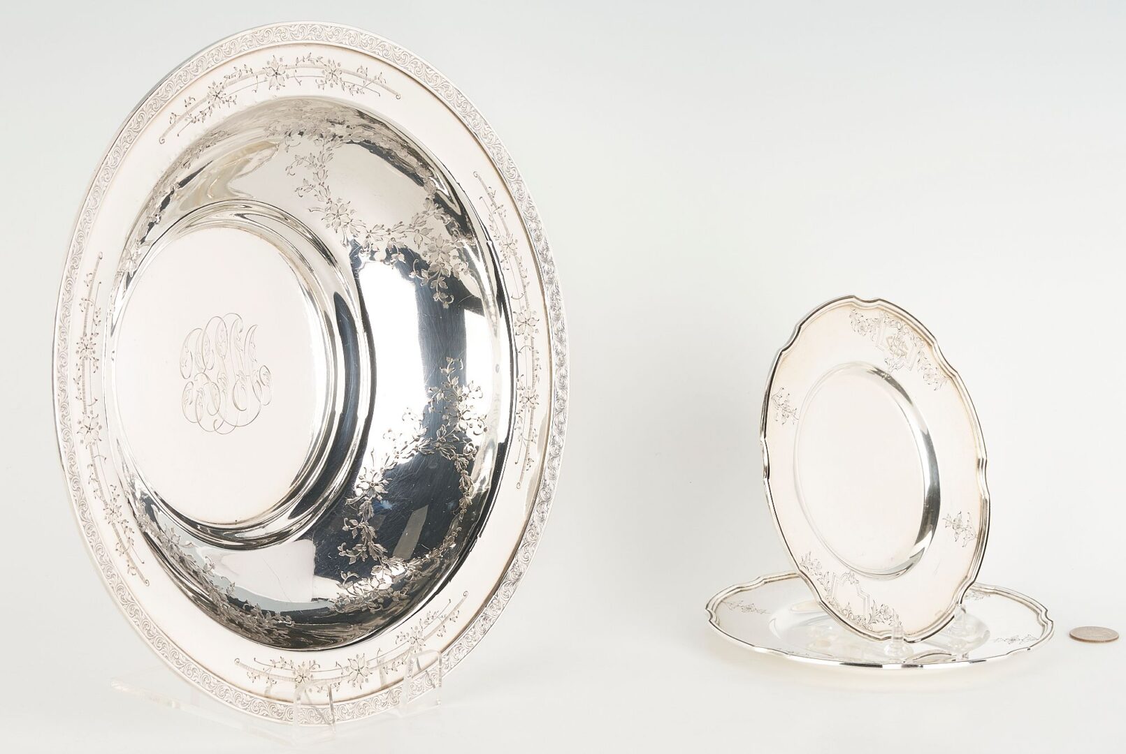 Lot 1059: Gorham Sterling Bowl and 2 Bread Plates