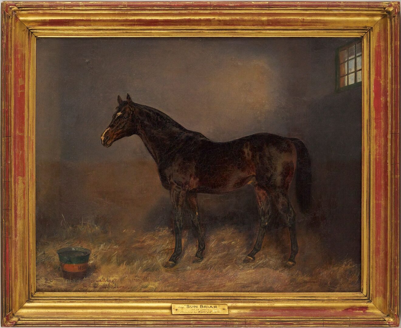 Lot 105: Ignac Konrad O/C Portrait of Racehorse Sun Briar