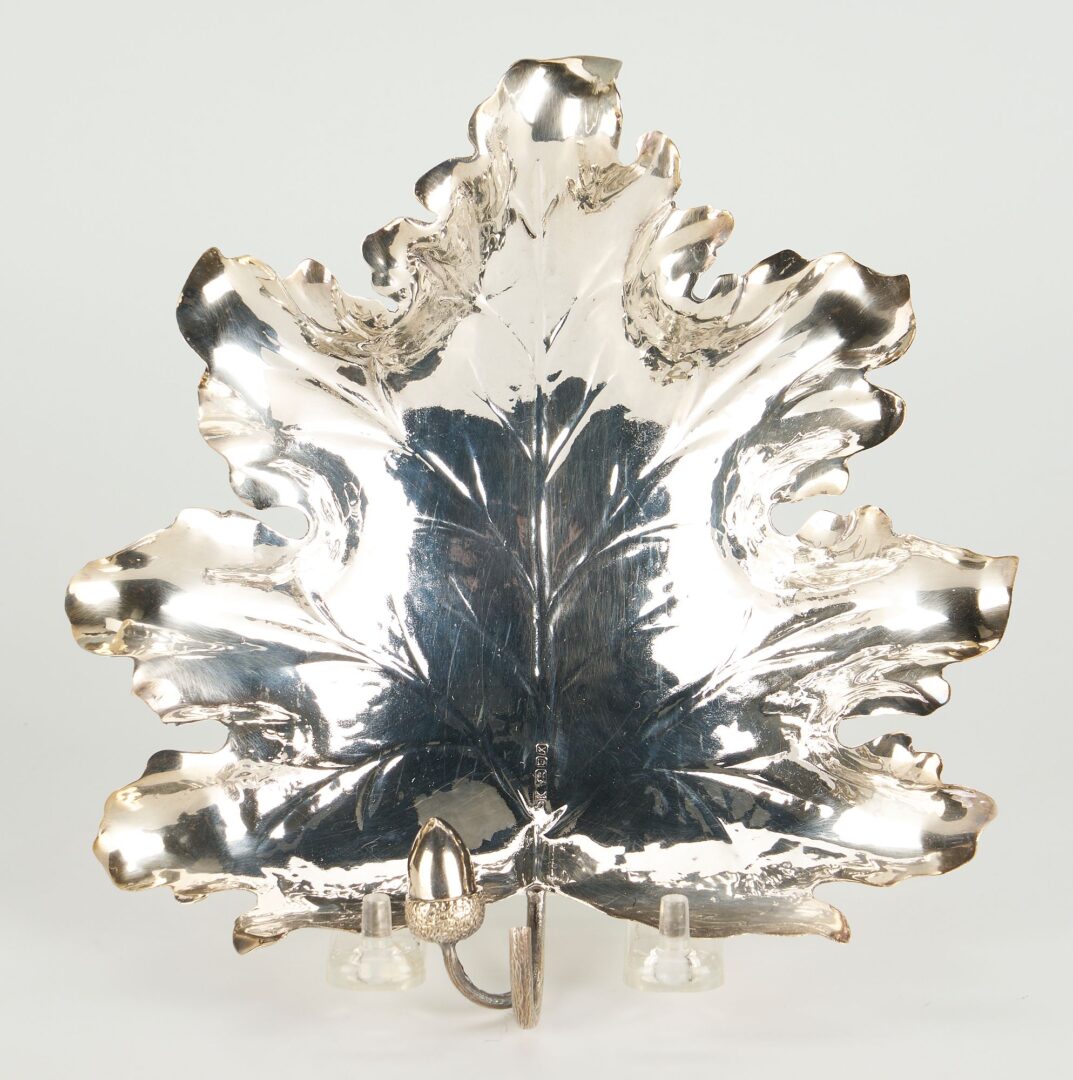Lot 1074: Silver Leaf & Heart Dishes, Caster, & Card Case