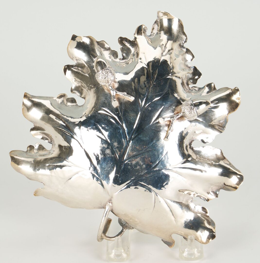 Lot 1074: Silver Leaf & Heart Dishes, Caster, & Card Case