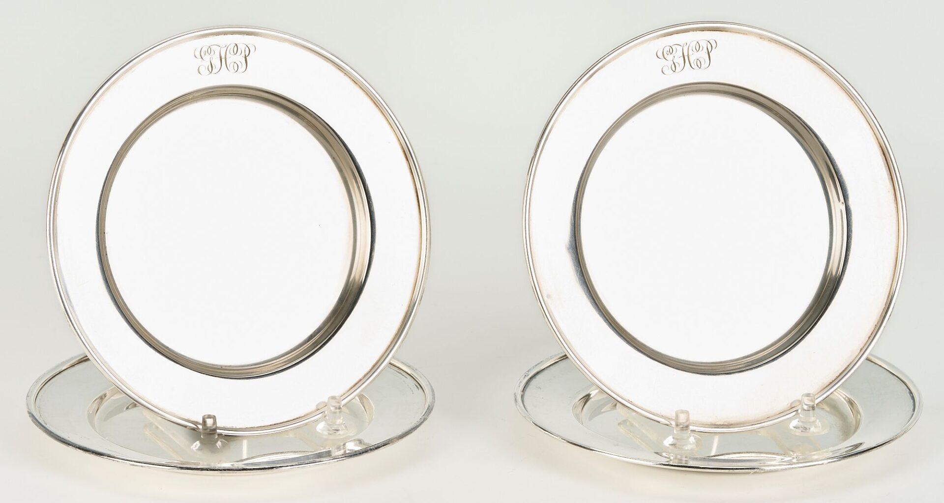 Lot 1081: 4 Sterling Bread Plates, 1924 inscription