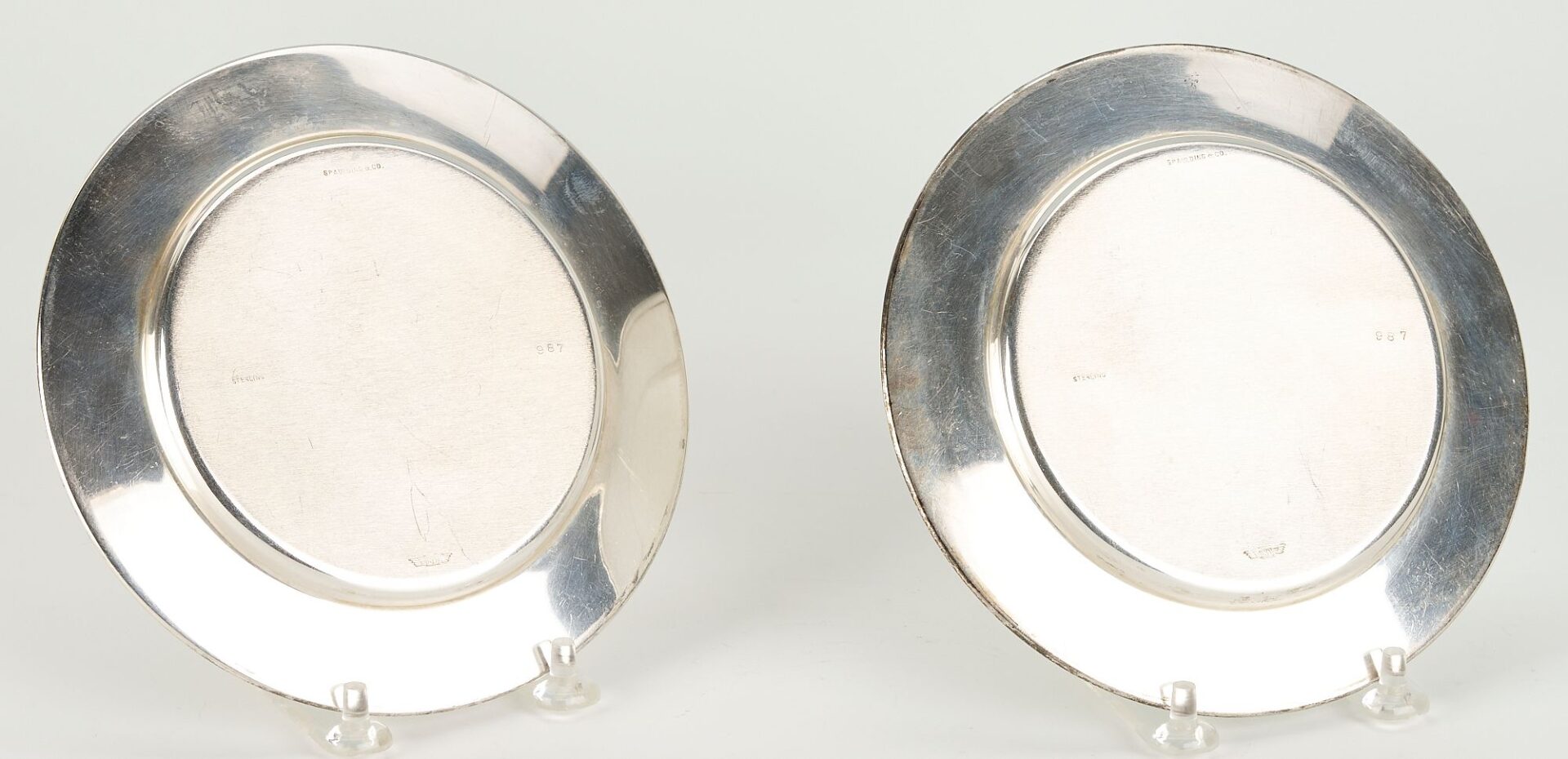 Lot 1081: 4 Sterling Bread Plates, 1924 inscription