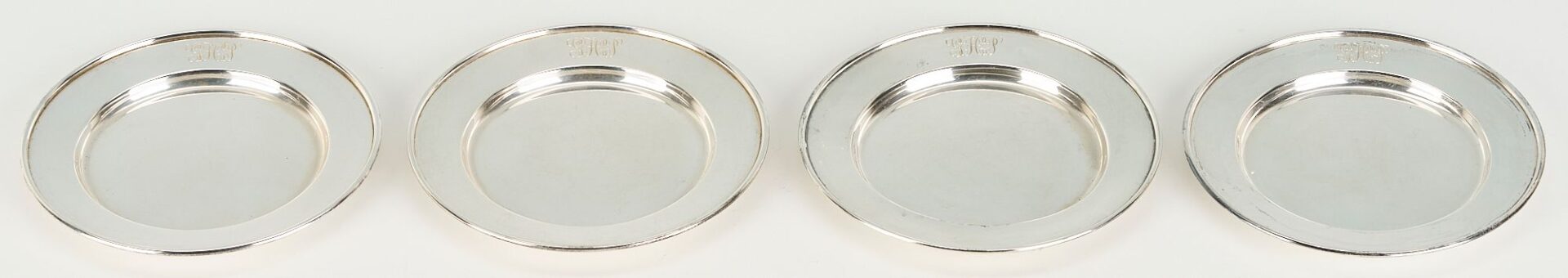 Lot 1081: 4 Sterling Bread Plates, 1924 inscription