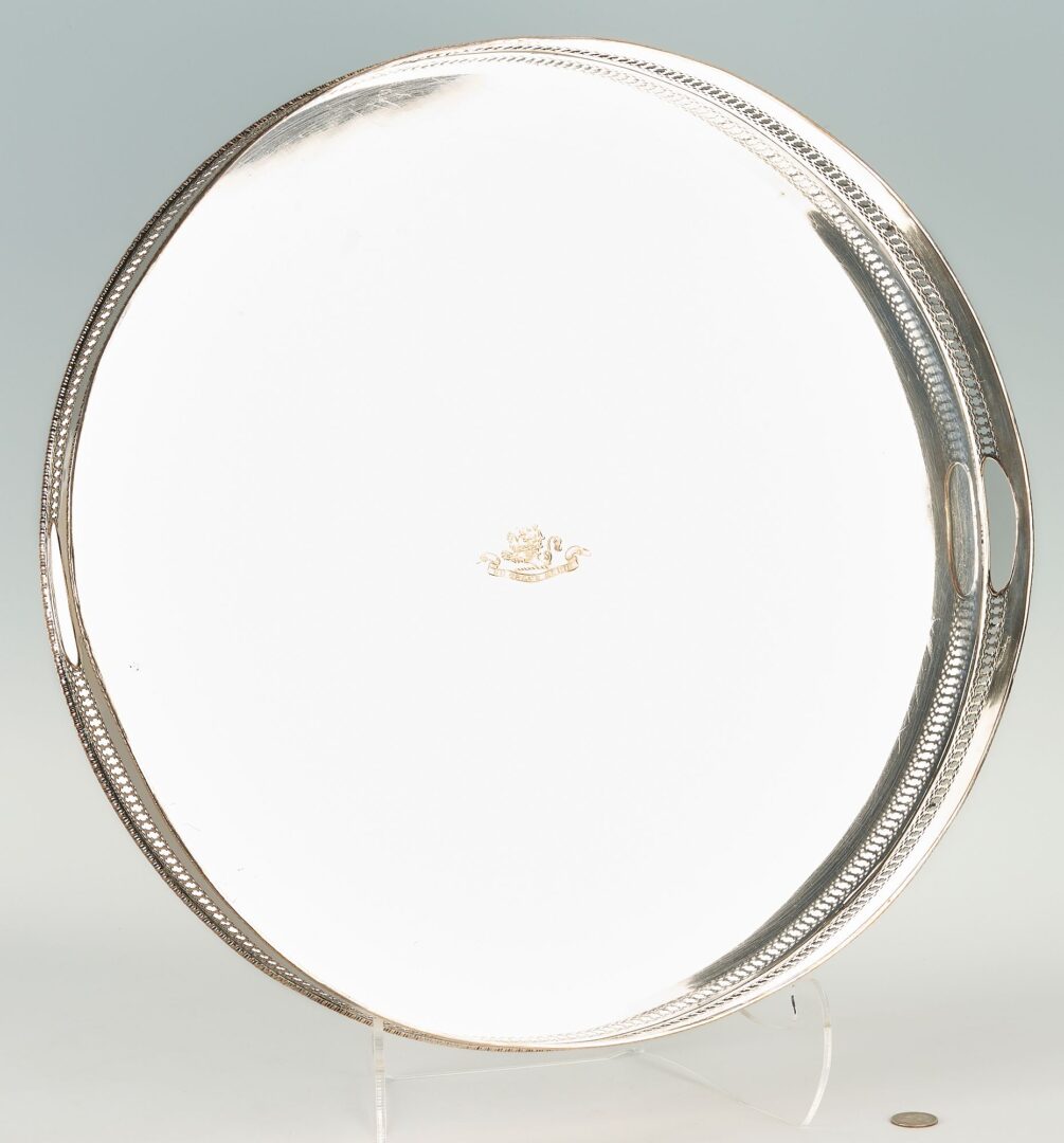 Lot 1085: Silver on Copper Gallery Tray with Crest