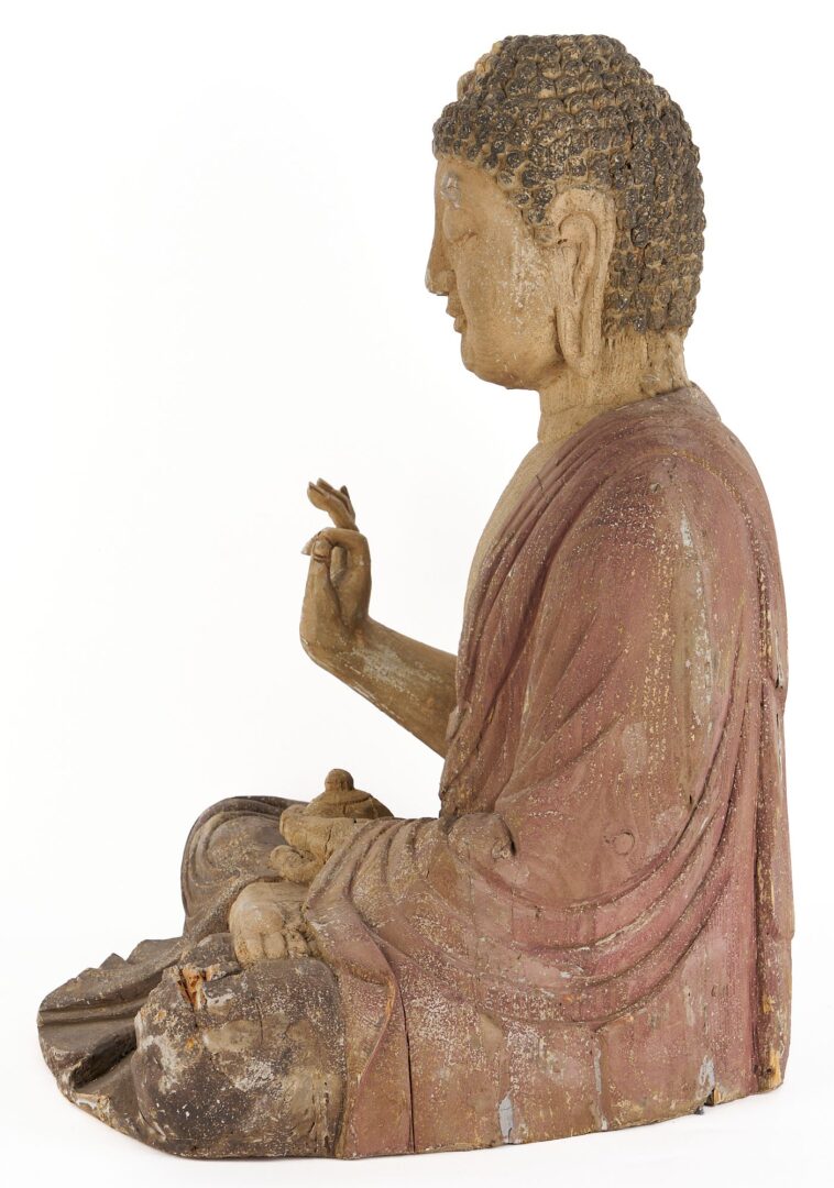 Lot 10: Large Chinese Qing Carved Buddha Statue
