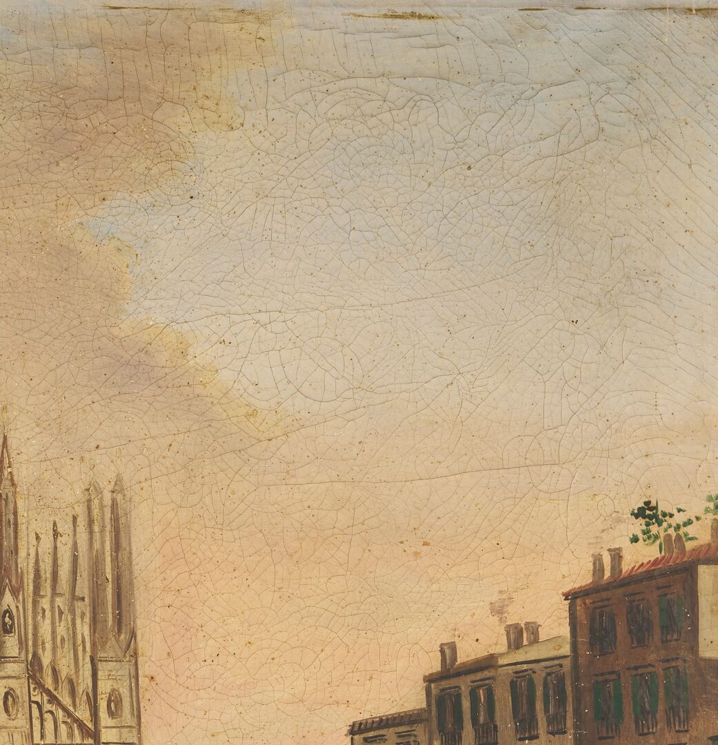 Lot 110: After Giovanni Migliara O/C Cityscape, Milan Cathedral, 19th C.