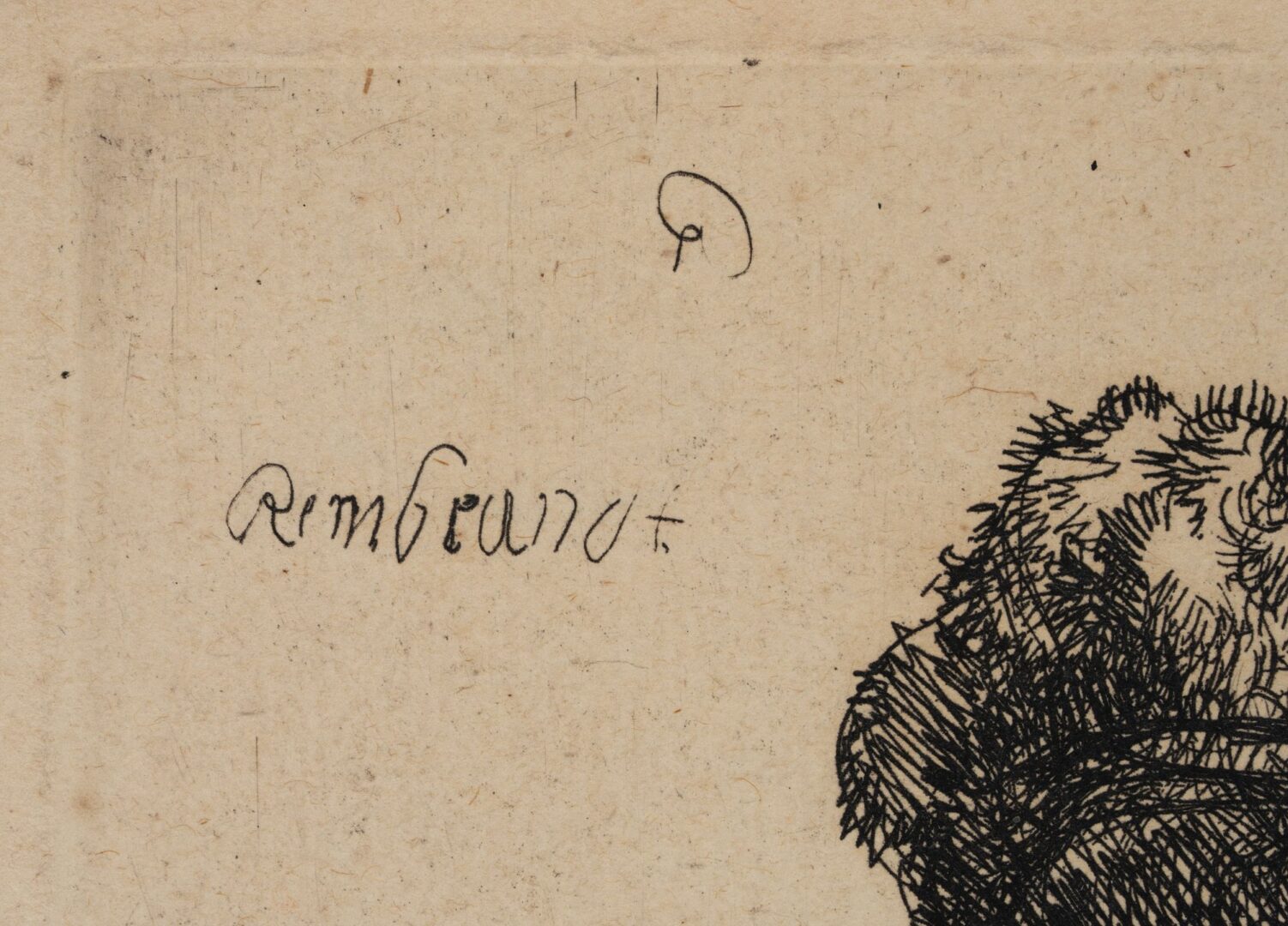 Lot 116: Rembrandt Etching, Old Bearded Man in a High Fur Cap, with Eyes Closed