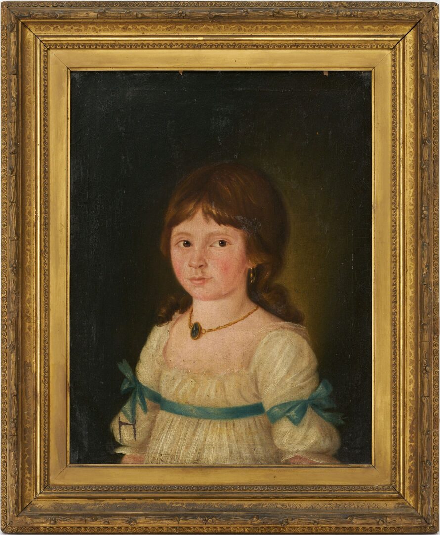 Lot 129: American School 19th Century Portrait of a Young Girl