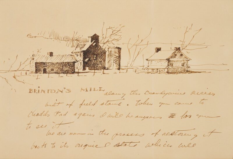 Lot 132: Andrew Wyeth Signed Landscape Drawing, Brinton's Mill