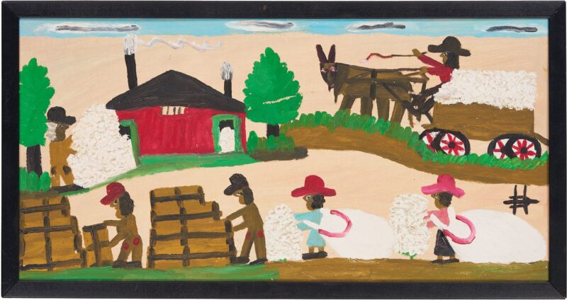 Lot 154: Clementine Hunter Painting, Picking Cotton