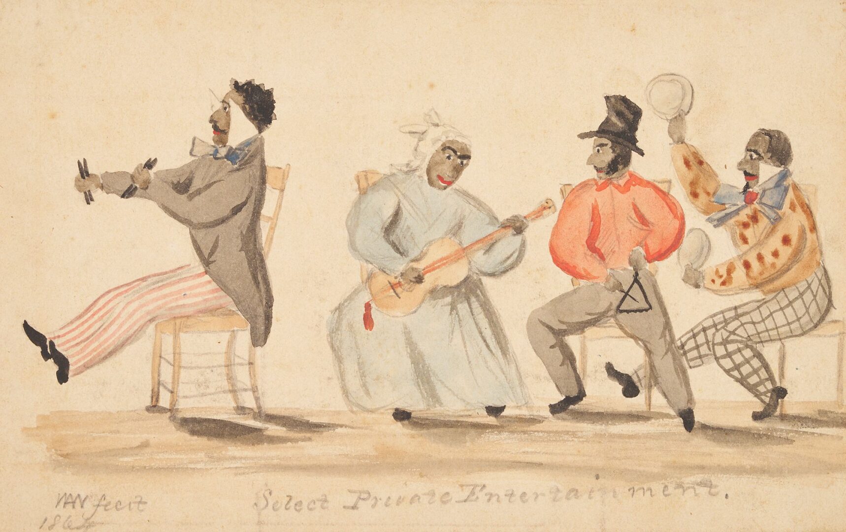 Lot 164: William Aiken Walker W/C, Black Musicians, 1864