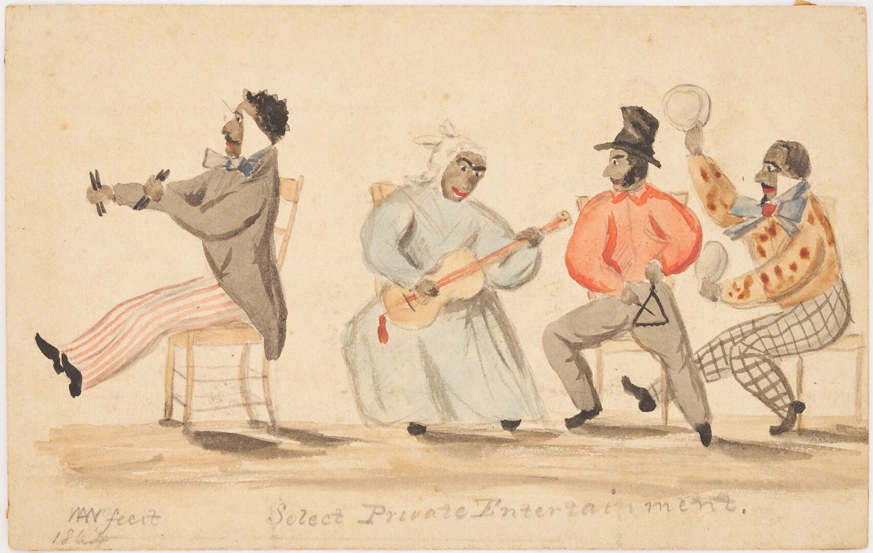 Lot 164: William Aiken Walker W/C, Black Musicians, 1864