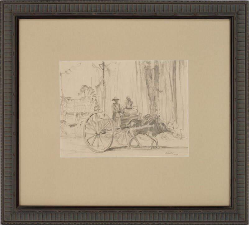 Lot 166: Alfred Hutty Drawing, Figures in Wagon