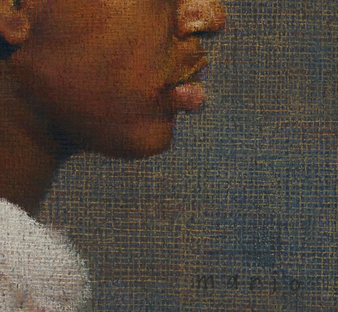 Lot 167: Mario Robinson Pastel & Study, Portrait of Girl in Profile