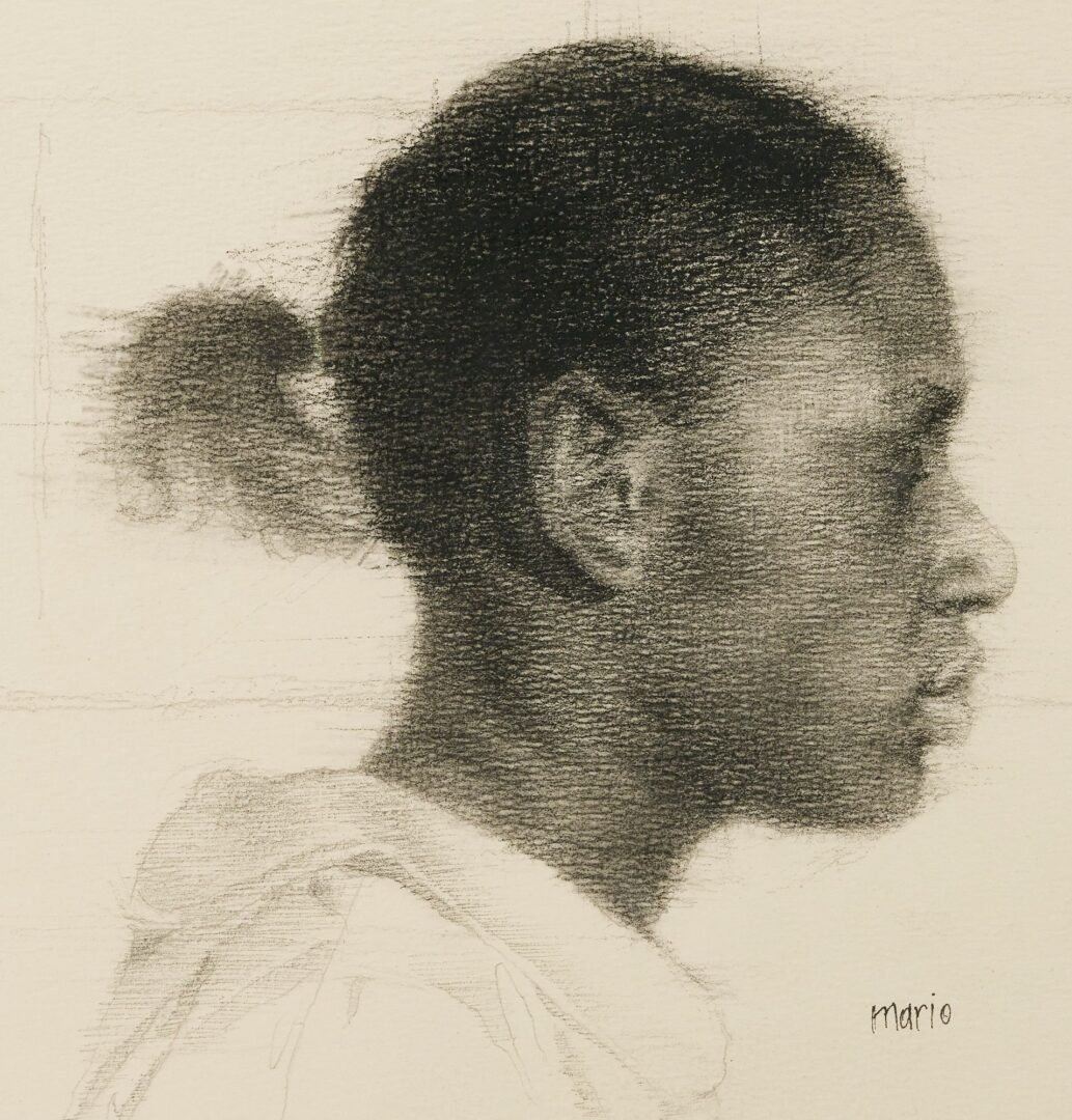 Lot 167: Mario Robinson Pastel & Study, Portrait of Girl in Profile