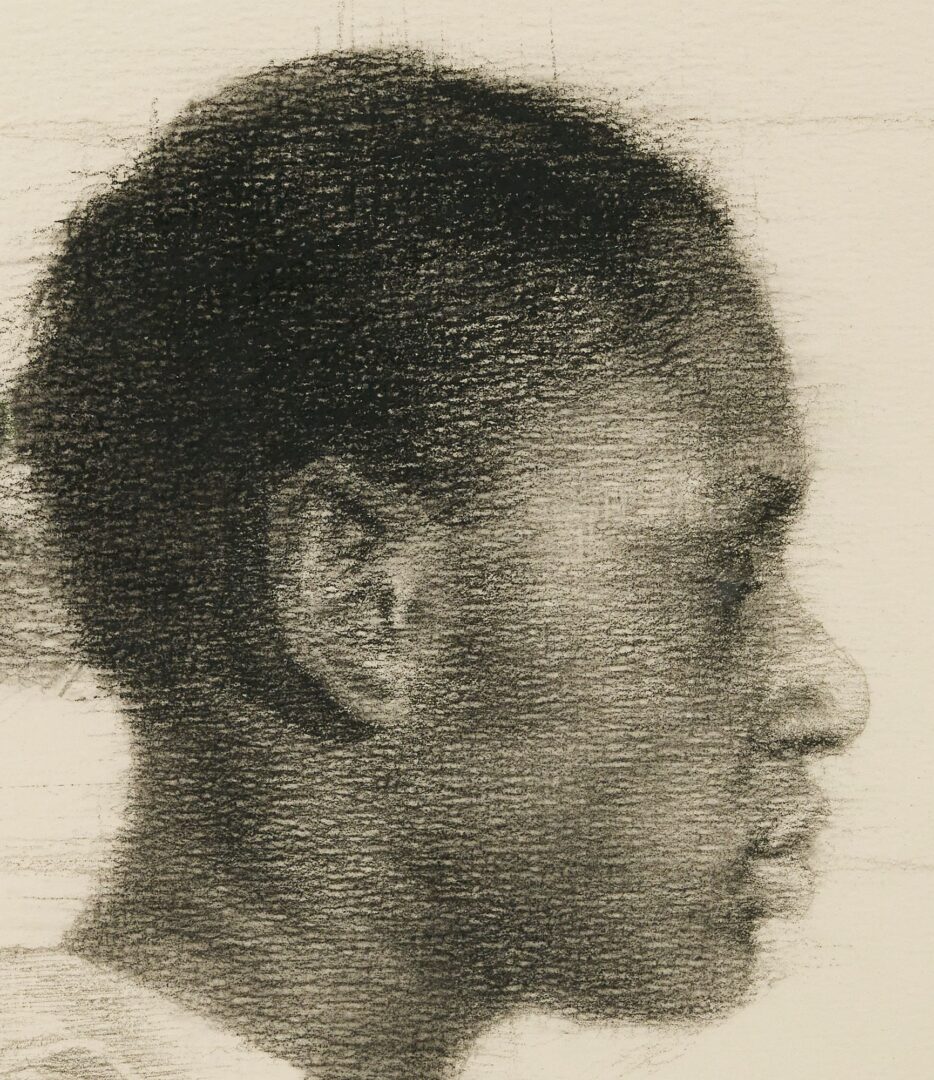 Lot 167: Mario Robinson Pastel & Study, Portrait of Girl in Profile