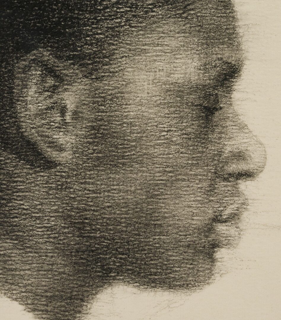 Lot 167: Mario Robinson Pastel & Study, Portrait of Girl in Profile