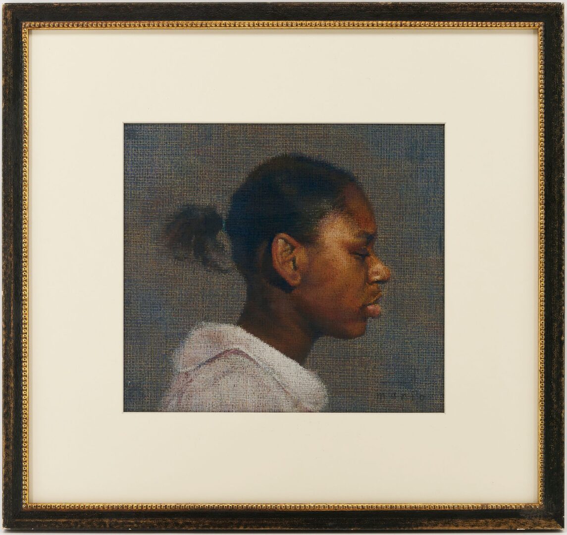 Lot 167: Mario Robinson Pastel & Study, Portrait of Girl in Profile