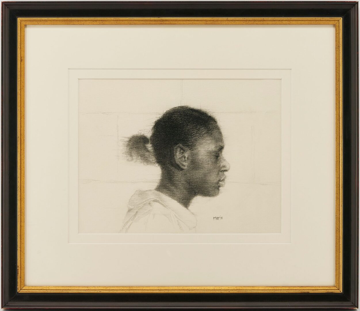 Lot 167: Mario Robinson Pastel & Study, Portrait of Girl in Profile