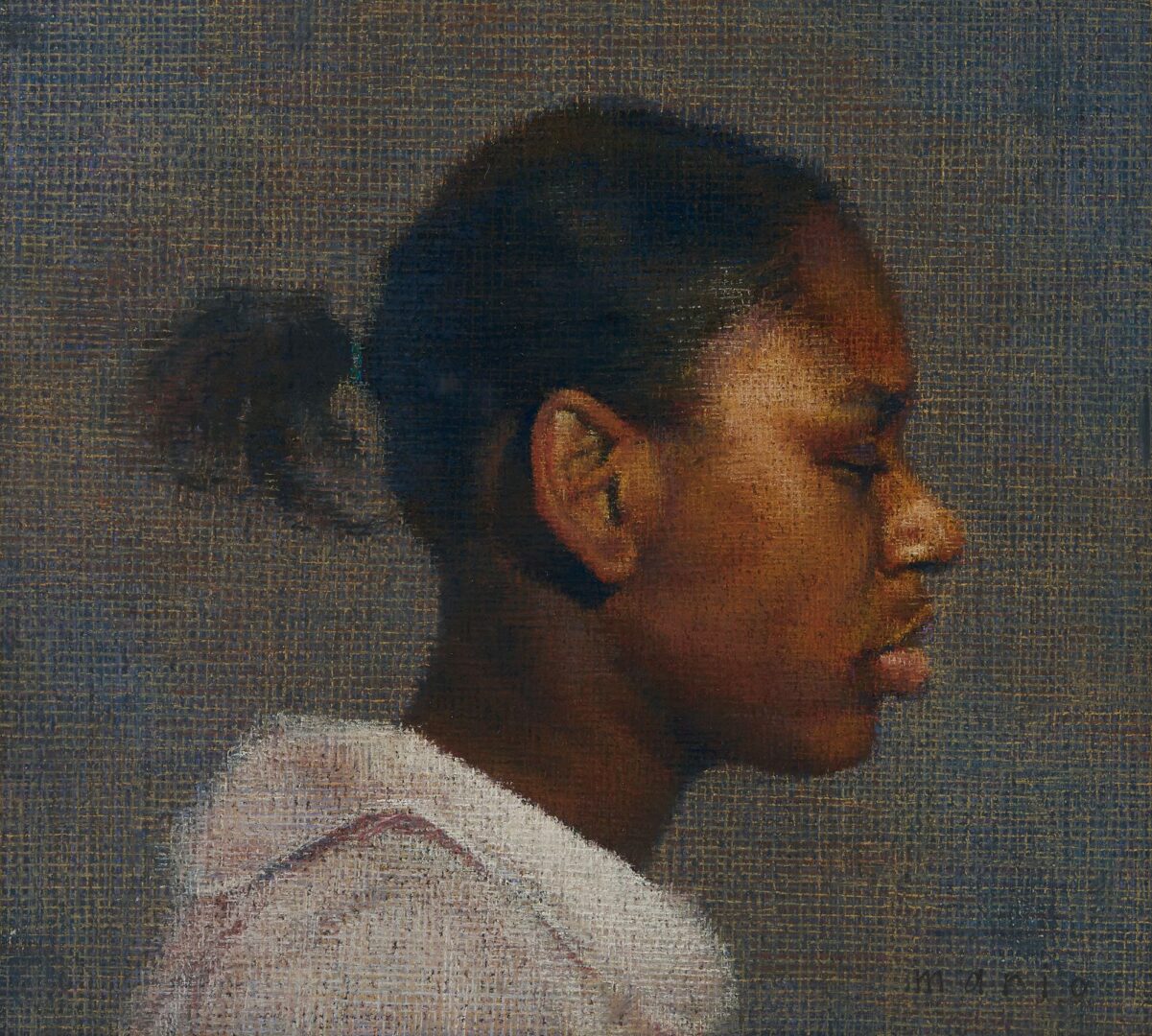 Lot 167: Mario Robinson Pastel & Study, Portrait of Girl in Profile