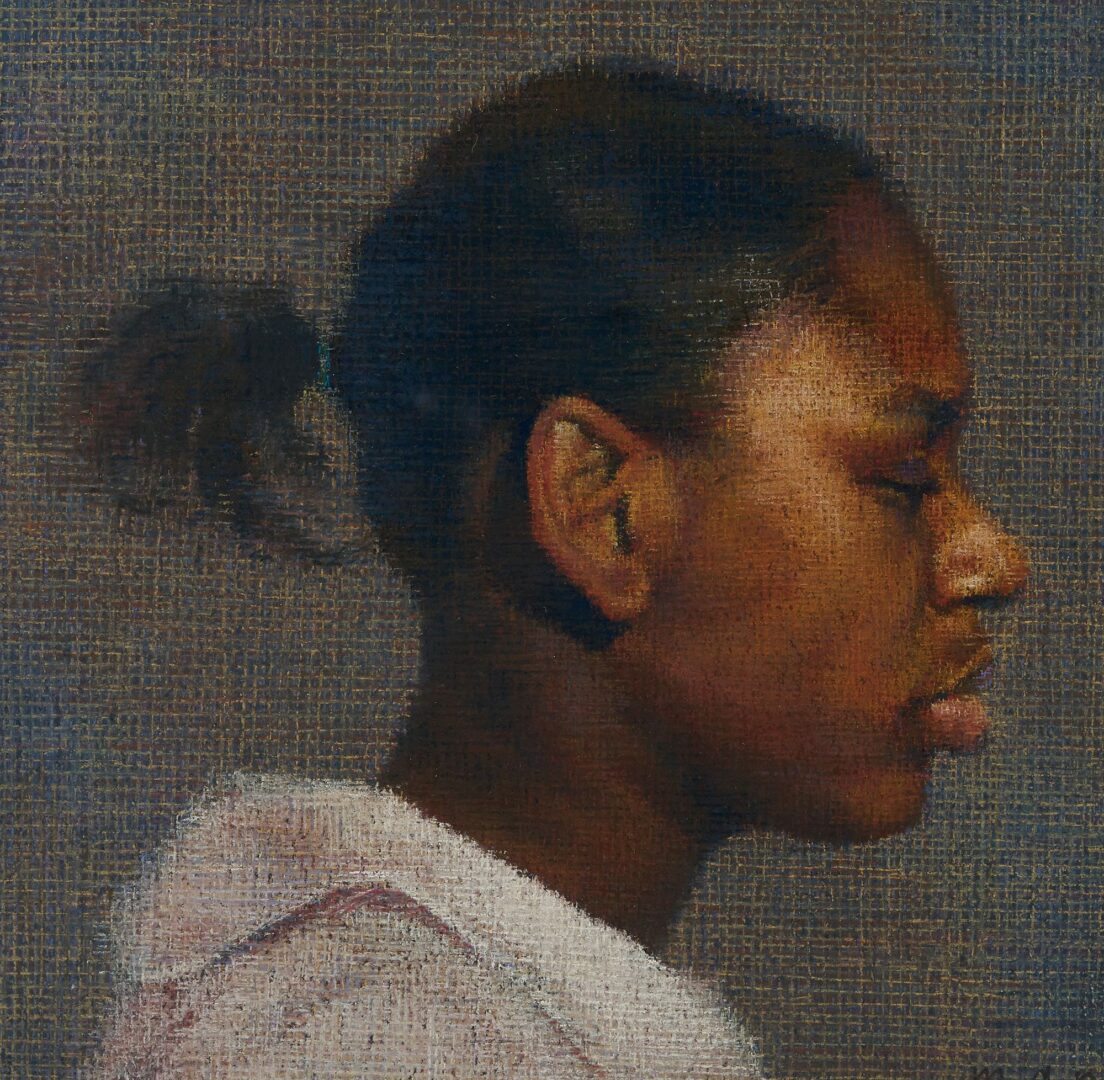 Lot 167: Mario Robinson Pastel & Study, Portrait of Girl in Profile