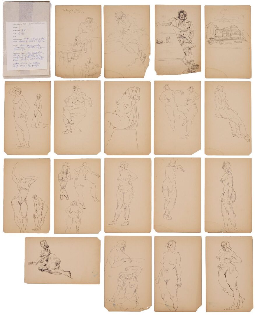 Lot 170: Joseph Delaney Sketchbook, 18 Signed Images