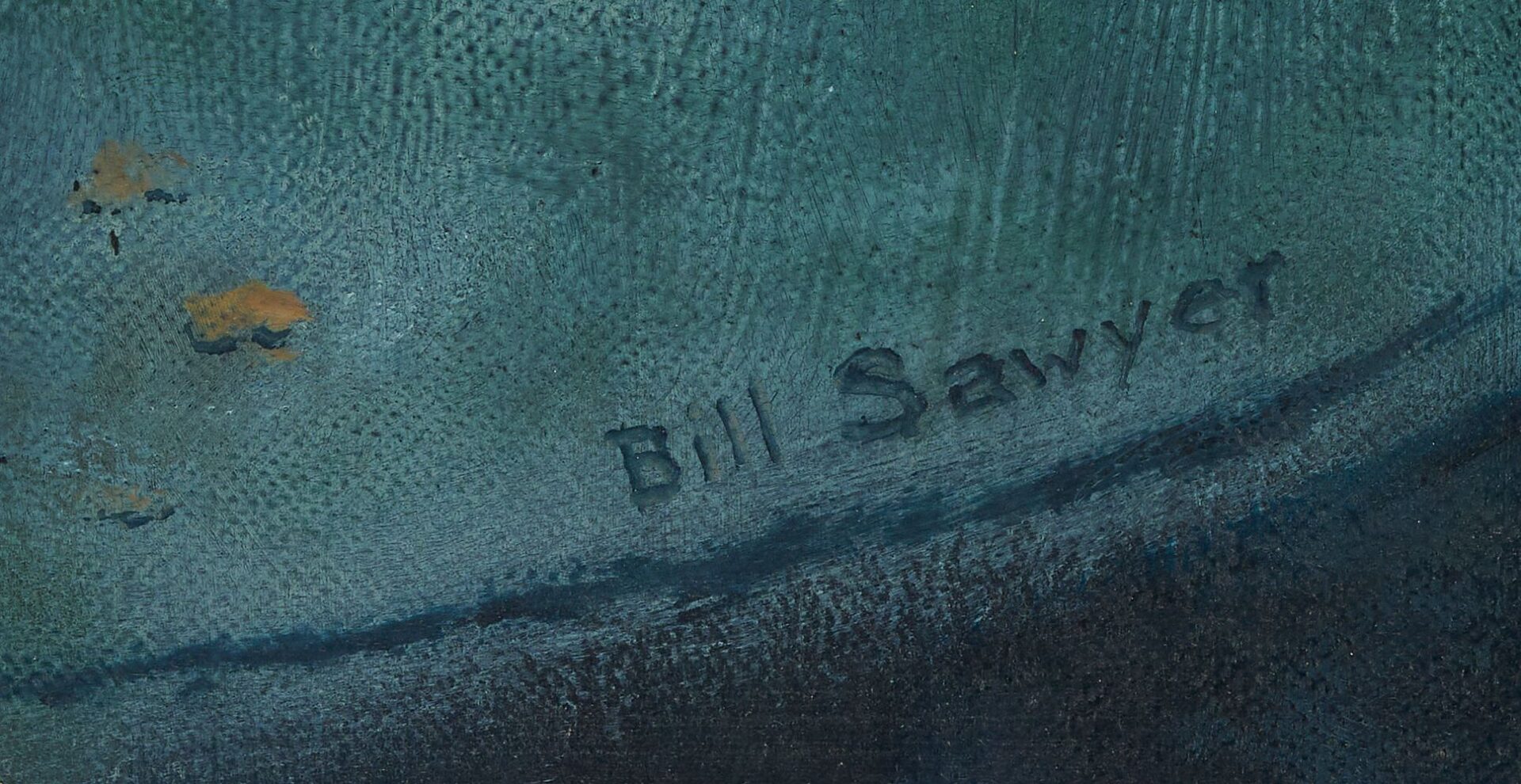 Lot 173: Bill Sawyer Modernist Oil, Man at Table