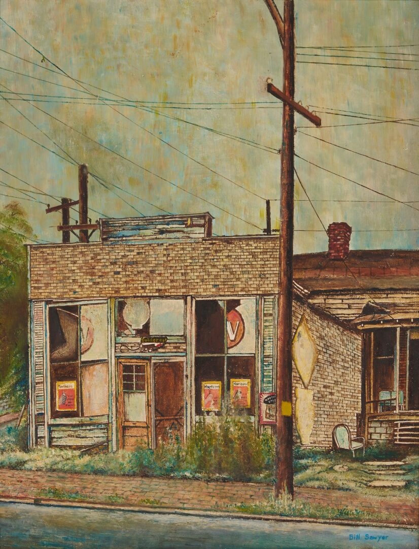Lot 174: Bill Sawyer Double-Sided Oil Painting, The Green Shanty