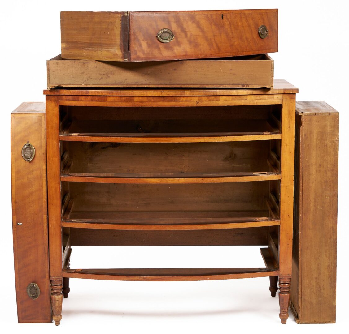 Lot 197: Southern Sheraton Cherry Bowfront Chest of Drawers