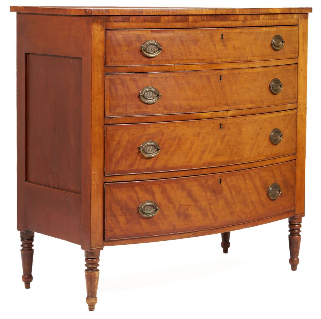 Lot 197: Southern Sheraton Cherry Bowfront Chest of Drawers