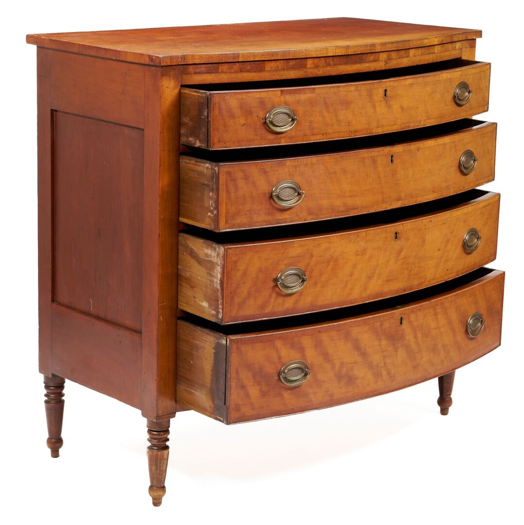 Lot 197: Southern Sheraton Cherry Bowfront Chest of Drawers