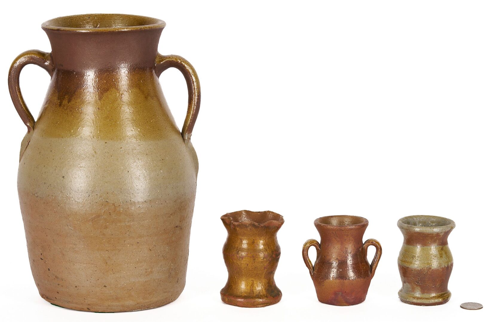 Lot 215: 4 Middle TN Stoneware Pottery Pieces, incl. Miniatures