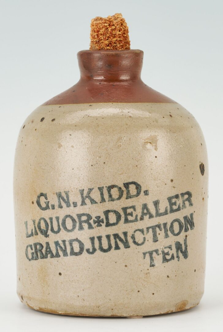 Lot 219: G.N. Kidd TN Advertising Whiskey Stoneware Jug
