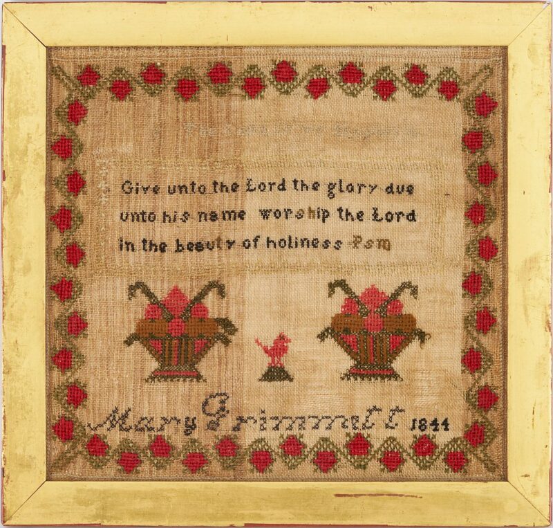 Lot 223: Middle Tennessee 1844 Sampler, Mary Grimmet