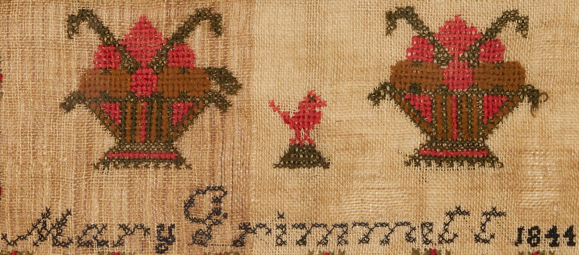 Lot 223: Middle Tennessee 1844 Sampler, Mary Grimmet