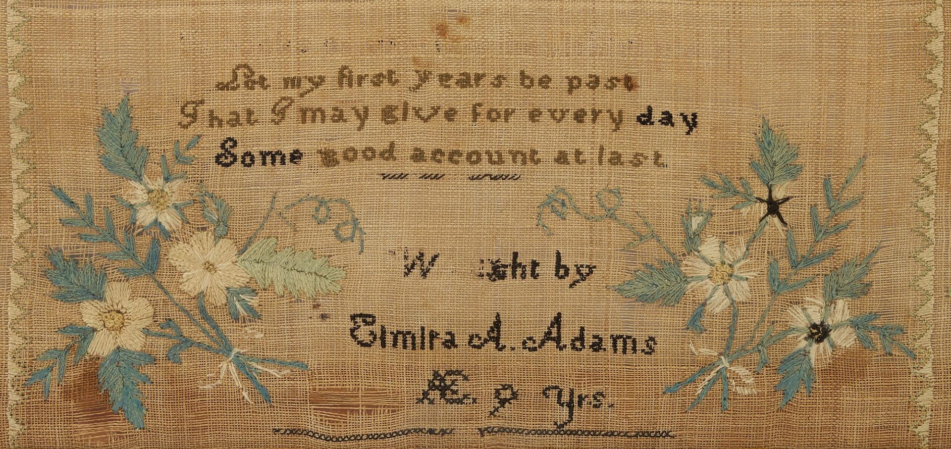 Lot 226: Kentucky Sampler, Elmira Adams c. 1840