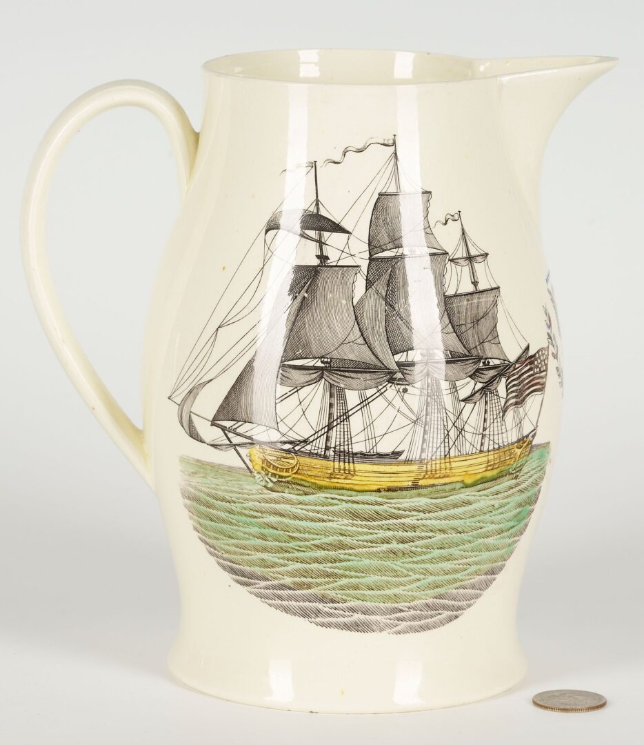 Lot 232: English Creamware Maritime Pitcher, Hope