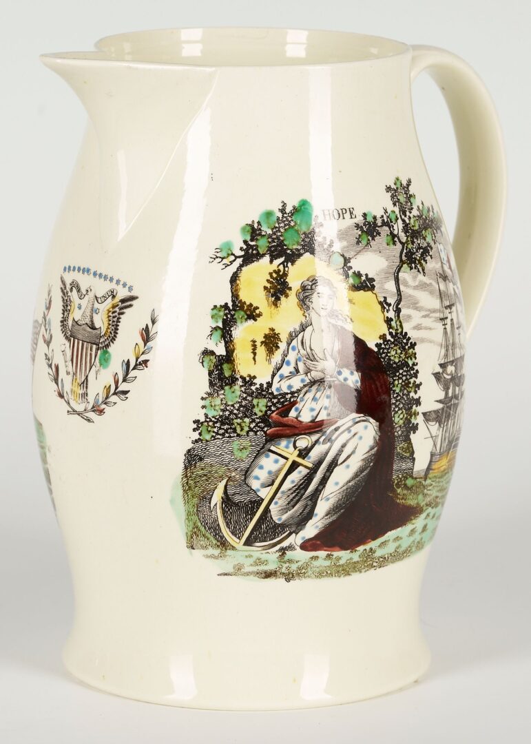 Lot 232: English Creamware Maritime Pitcher, Hope