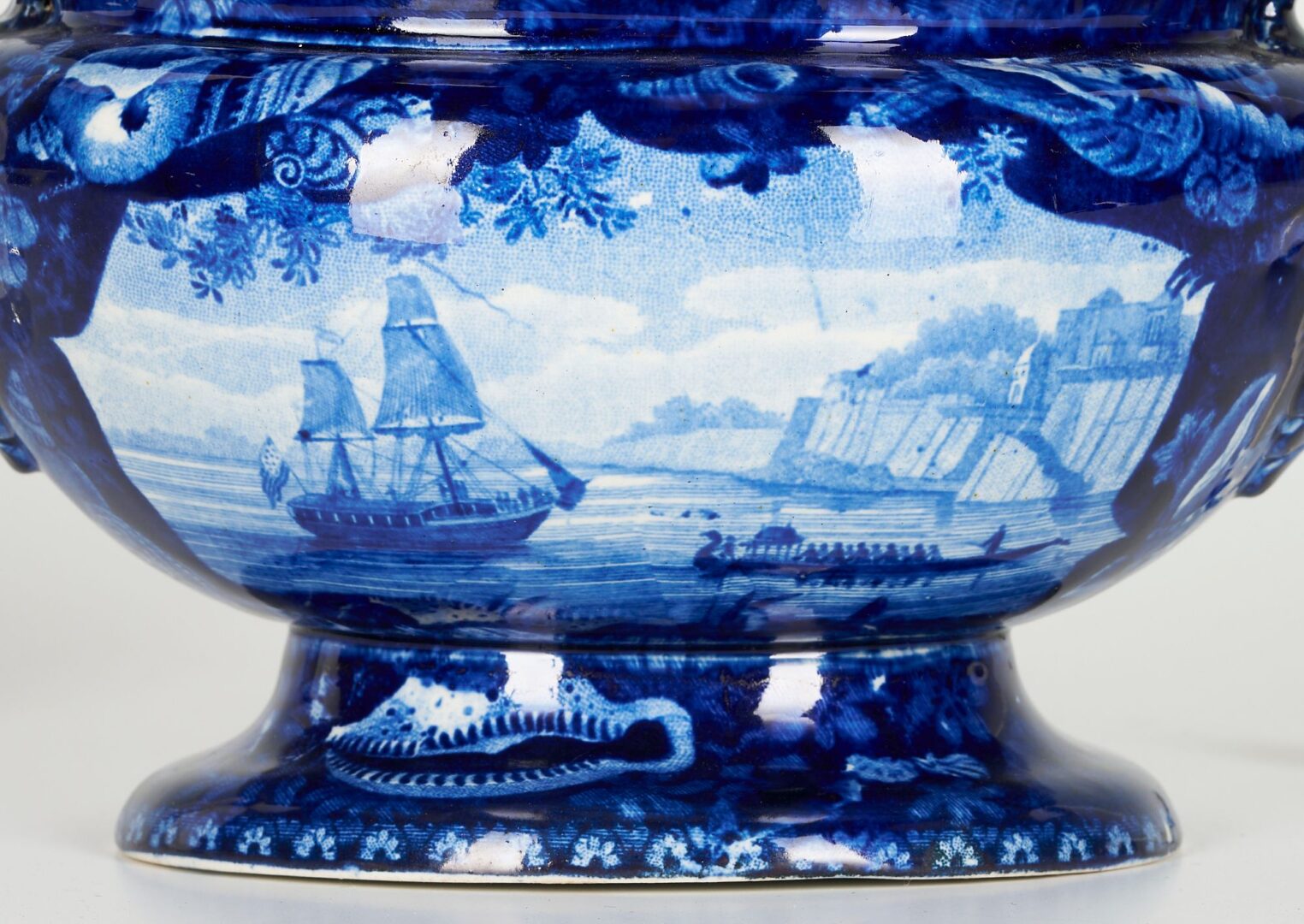 Lot 233: 2 Historical Blue Staffordshire Pcs., incl. Niagra Falls Scene