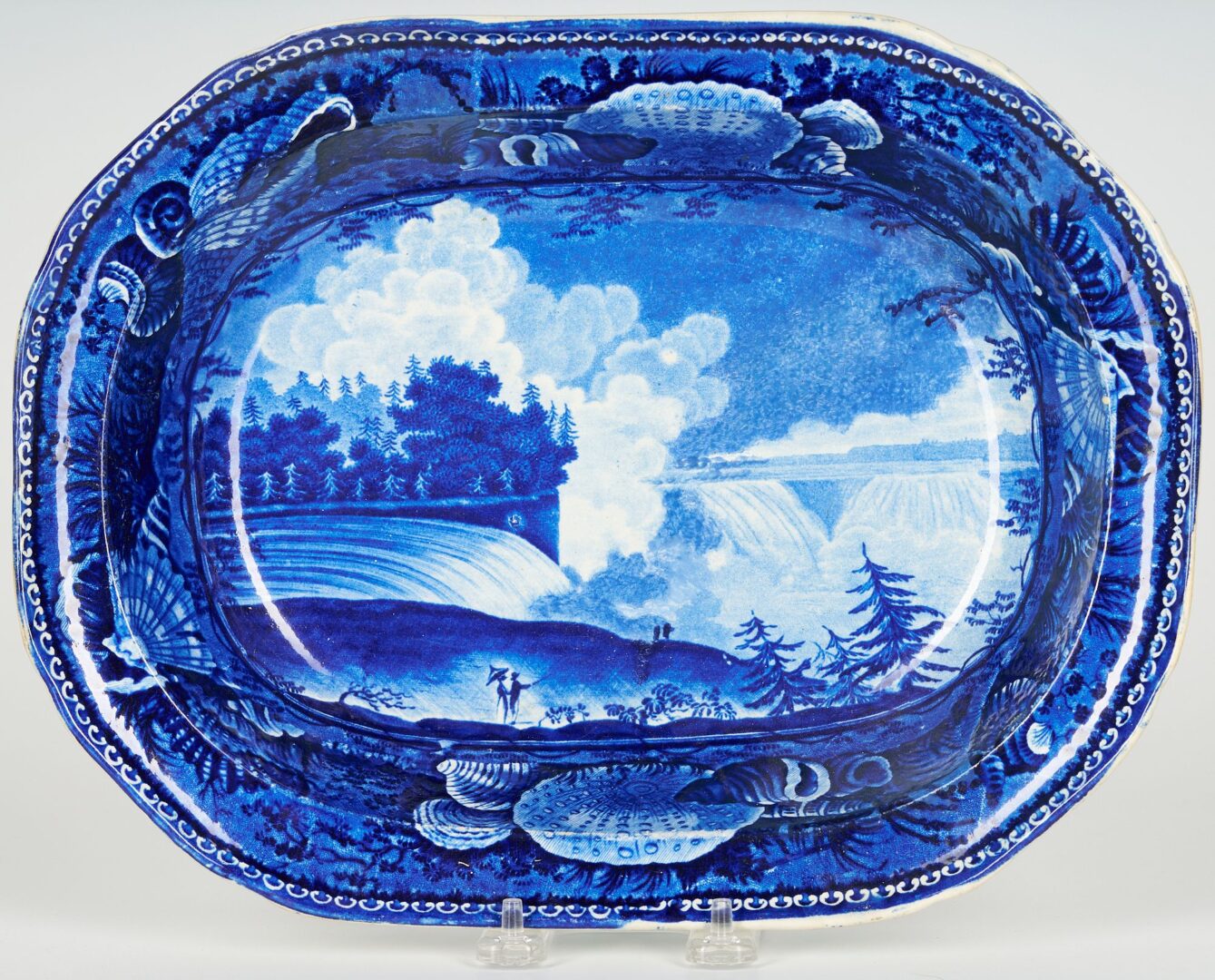 Lot 233: 2 Historical Blue Staffordshire Pcs., incl. Niagra Falls Scene